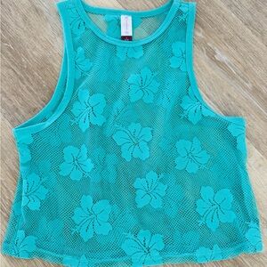 NWOT No Boundaries Hibiscus Crop Top Small Teal